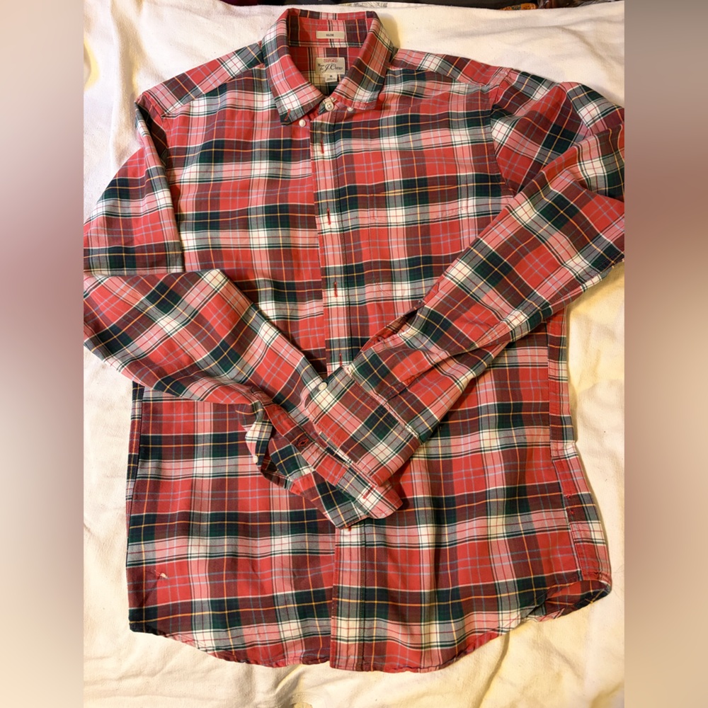 J. Crew Multicolor Plaid Oxford Shirt